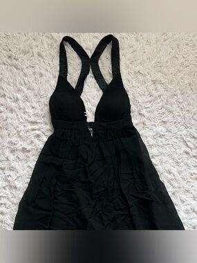 Cache Vintage Silk Black beaded winter formal prom dress 2